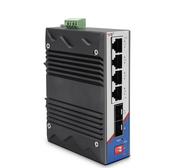 4-port 10/100/1000BaseT-(X) Industrial DIN-Rail PoE Switch WINTOP YT-RS636-2GF4GT-4POE