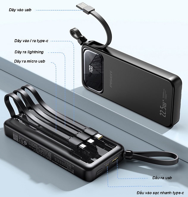 Pin sạc dự phòng 10000mAh PISEN LS-DY107