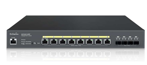 Cloud Managed 8-Port 240W PoE++ Multi Gigabit 2.5Gb Switch EnGenius ECS2512FP