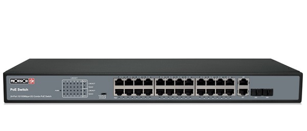 24-port unmanaged PoE switch Provision-ISR PoES-24370C+2Combo