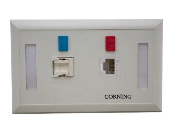 Mặt nạ ốp tường/sàn 2 cổng dạng chữ nhật (US) Corning PE262700208