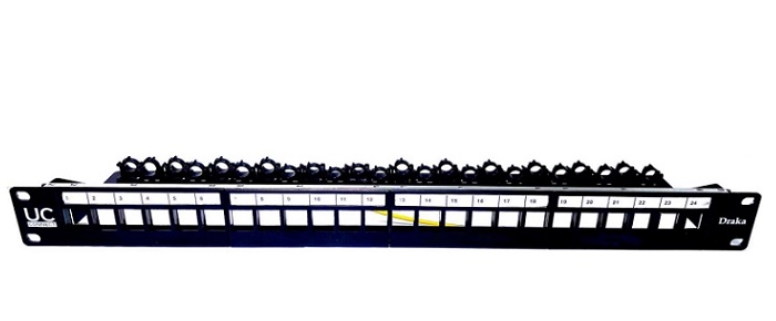 24-Port Flat STP/UTP Unloaded Patch Panel Draka HDPPF0600BK