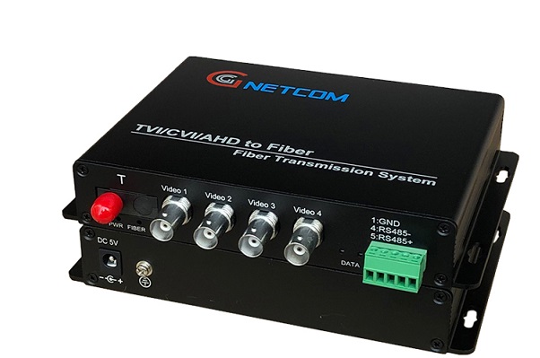 Bộ chuyển đổi Video quang 4 kênh GNETCOM HL-4V1D-20T/R 1080P RS485/PTZ