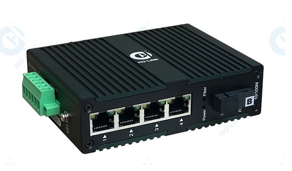 Bộ chuyển đổi quang công nghiệp 10/100Mbps HO-LINK HL-IES-1FX4TX-20B