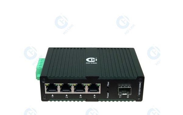 Bộ chuyển đổi quang công nghiệp 10/100/1000Mbps HO-LINK HL-IES-1GX4GT-SFP