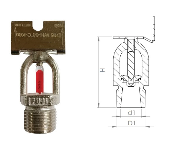 Đầu phun nước chữa cháy Sprinkler hướng ngang FUJI FJVL-2003