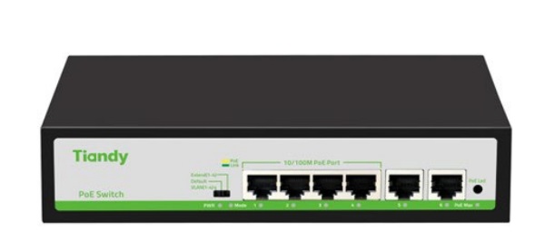 6-Port 10/100Mbps PoE Switch TIANDY TC-P3S06 (F/0420/AT/55)