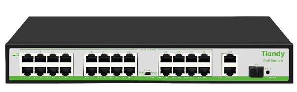 24-Port PoE 10/100M + 1-Port SFP Gigabit Switch TIANDY TC-P3S027 (H/2421/AT/260)