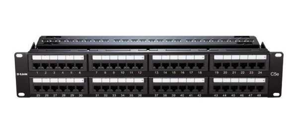 Patch Panel 48-port fully loaded Cat5E UTP D-Link NPP-5E1BLK481