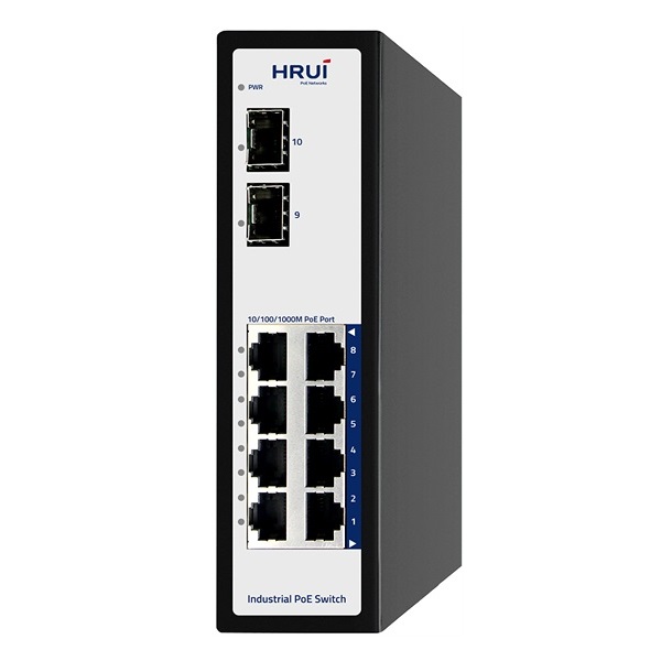 8-Port PoE Gigabit Industrial Switch HRUI HR500-AFG-82S