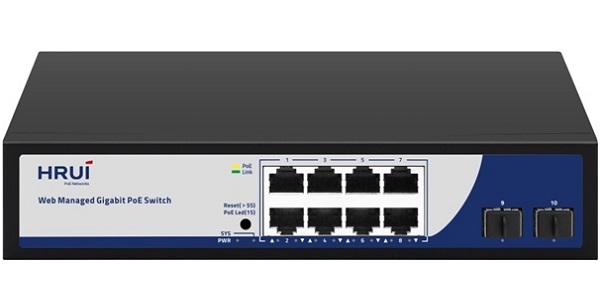 8-Port PoE Gigabit Web-Smart Switch HRUI HR-AFGW-82NS