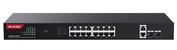 18GE+2SFP with 16-Port PoE Unmanaged Switch IP-COM G1120P-16-250W