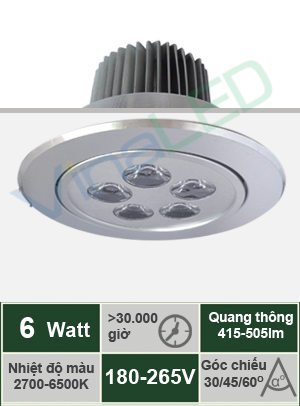 Đèn LED âm trần 6W VinaLED DL-D06H