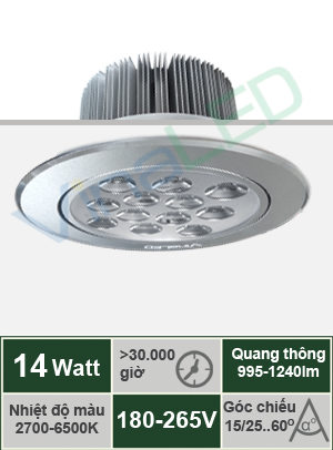 Đèn LED âm trần 14W VinaLED DL-D14H