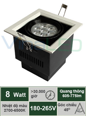 Đèn LED âm trần 8W VinaLED DL-B08H