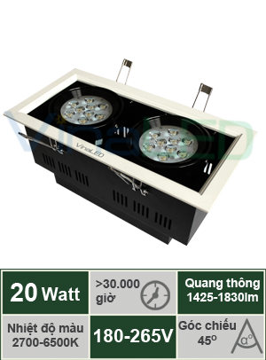 Đèn LED âm trần 20W VinaLED DL-B20H