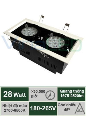 Đèn LED âm trần 28W VinaLED DL-B28H